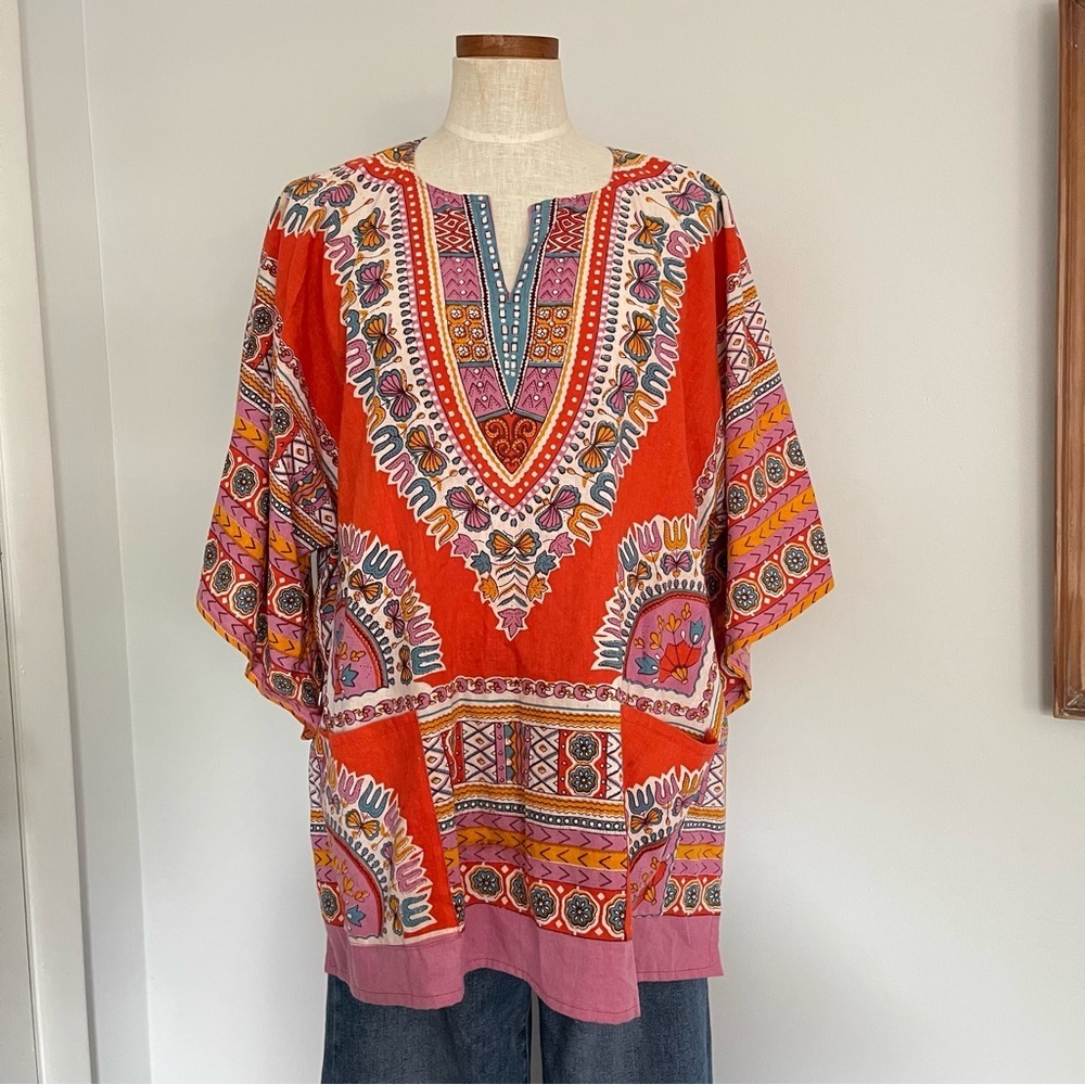 Vintage Gypsy Rose multicolored medallion print kimono top Large New